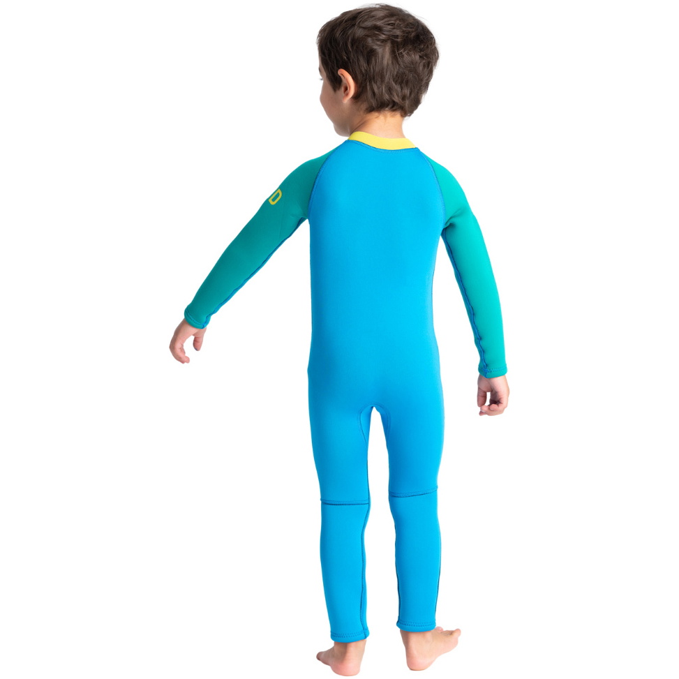 2025 C-Skins Junior C-KID 3/2mm Front Zip Våddragt C-BA32ST - Cyan / Green / Aurora Yellow